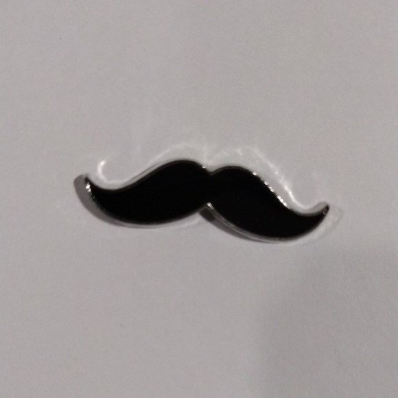 Stylish Enamel Pin Set – Red Glitter Heart, Black Mustache & Luxe Lipstick Jewel - Picture 5 of 9